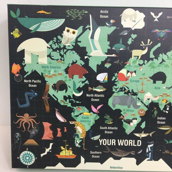 Mudpuppy Puzzle Your World Map 1000 Piece Paul Daviz 27" X 20" Jigsaw Puzzles - Picture 3 of 12